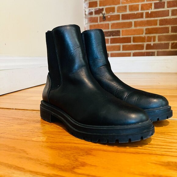 Madewell 8 The Camryn Chelsea Boots Black Heeled Leather Pull On Lightweight - Picture 16 of 16